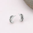 Shimmer Crush Silver Hoop Earrings,,hi-res view 1