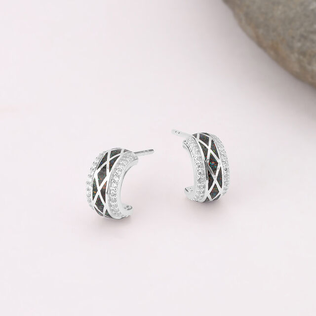Shimmer Crush Silver Hoop Earrings,,hi-res image number null