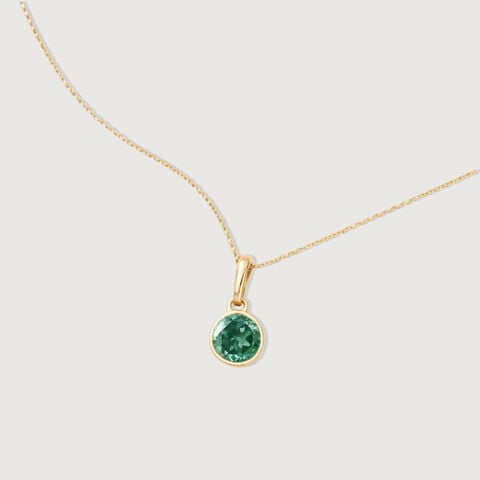 Sleek Contemporary Emerald Gold Pendant