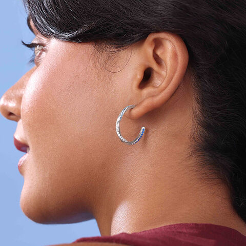 Dynamic Sparkling Silver Hoop Earrings