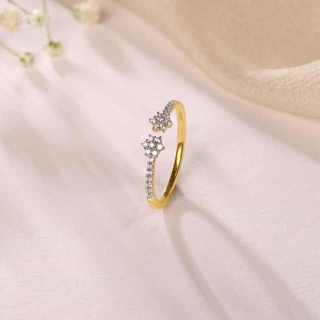 Twin Star Gold & Diamond Finger Ring,,hi-res image number null