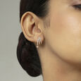 Layered Luxe Gold & Diamond Hoop Earrings,,hi-res view 2