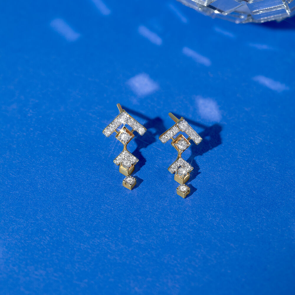 Electric Vibes Gold Diamond Drop Earrings