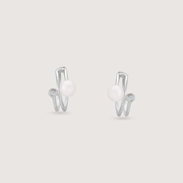 Twirl Pop Silver Hoop Earrings,,hi-res image number null