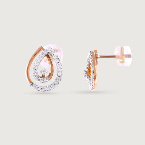 Classic Rose Gold & Diamond Studs Earrings