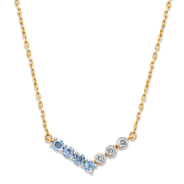 14KT Riverine Blue Topaz And Diamond Necklace,,hi-res image number null