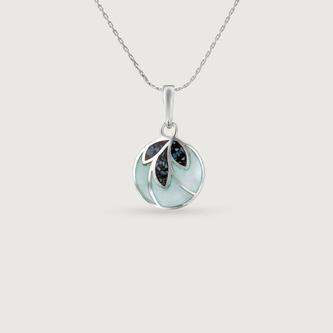 Artistic Botanical Turquoise Silver Pendant