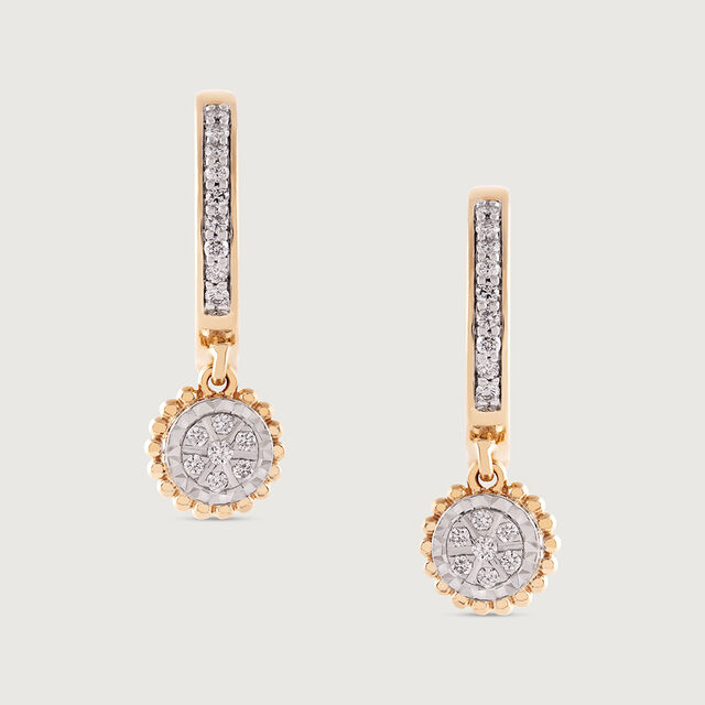Dazzling Chic Gold & Diamond Hoop Earrings,,hi-res image number null
