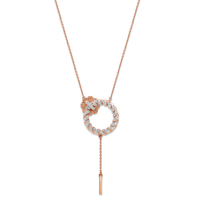 14KT Rose Gold Orbiting Elegance Diamond Necklace,,hi-res view 2