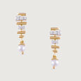 Woven Elegance Gold & Pearl Drop earrings,,hi-res view 2
