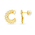 Mia by Tanishq 14KT Yellow Gold Hoop Earrings with Openwork And Floral Design,,hi-res view 2