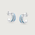 Shine Waves Silver Hoop Earrings,,hi-res view 3