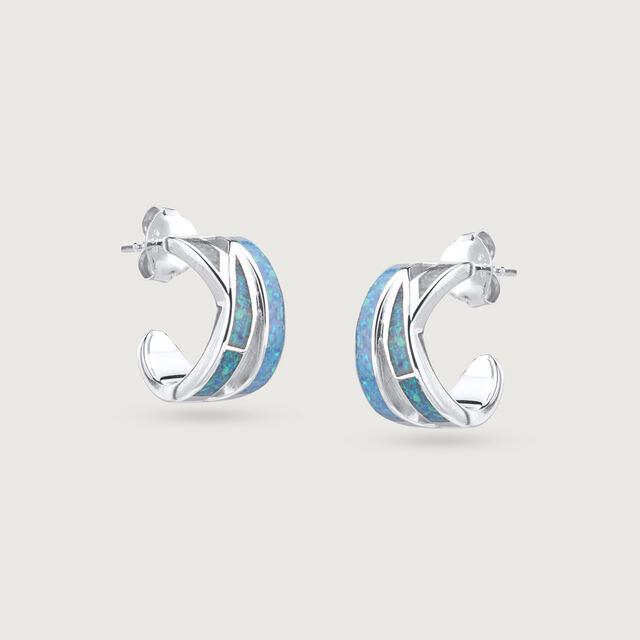 Shine Waves Silver Hoop Earrings,,hi-res image number null