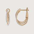 Sleek Elegance Gold & Diamond Hoop Earrings,,hi-res view 4
