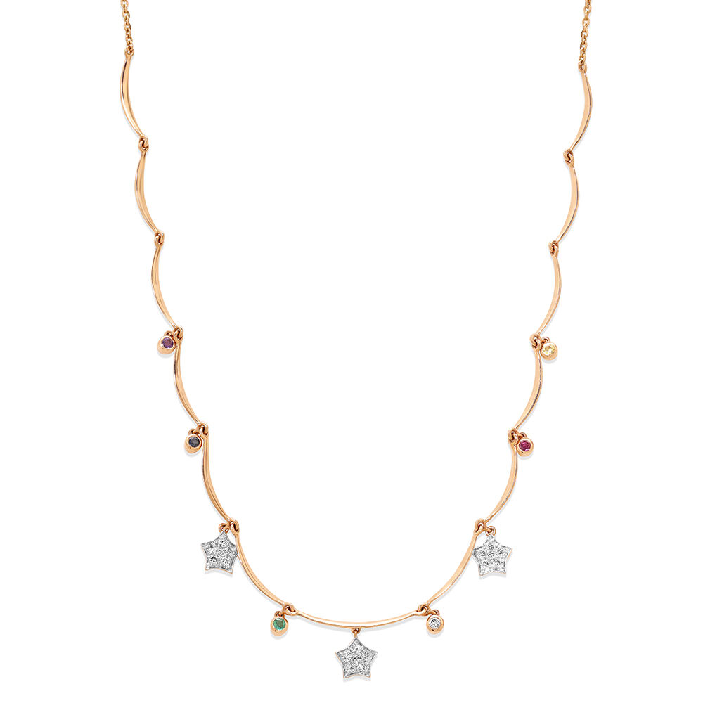 Buy 14Kt Rose Gold Twinkling Star Yellow Sapphire Necklace Online Mia by Tanishq