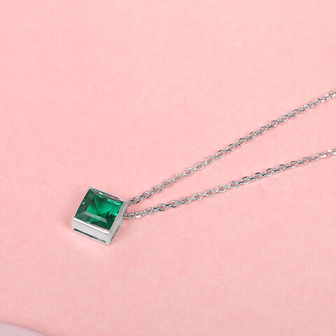 Mystic Green Silver Necklace