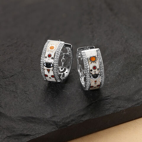 Stellar Guard Silver Hoop Earrings