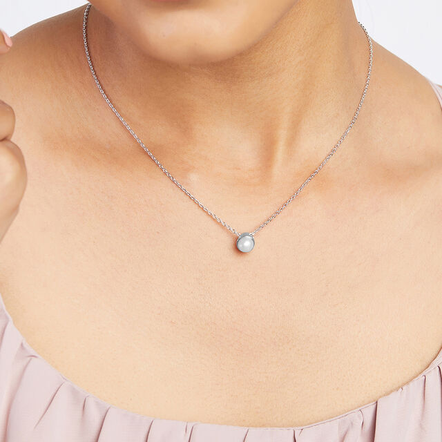 Serene Pearl Drop Silver Necklace,,hi-res image number null