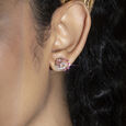 Groovy Glam Gold & Sapphire Stud Earrings,,hi-res view 2