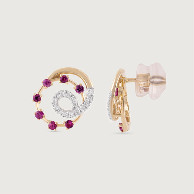 Groovy Glam Gold & Sapphire Stud Earrings,,hi-res image number null