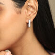 Modern Classic Silver Hoop Earrings,,hi-res view 2