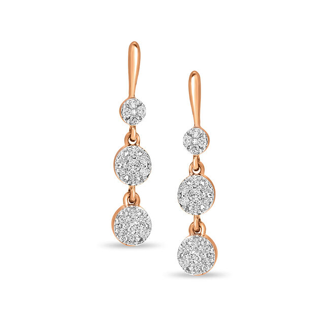 14 KT Rose Gold Captivating Diamond Drop Earrings,,hi-res view 1