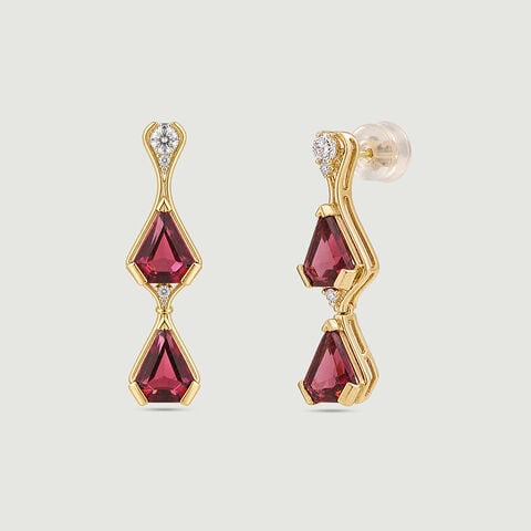 Vibrant Geometric Garnet Drop Earrings