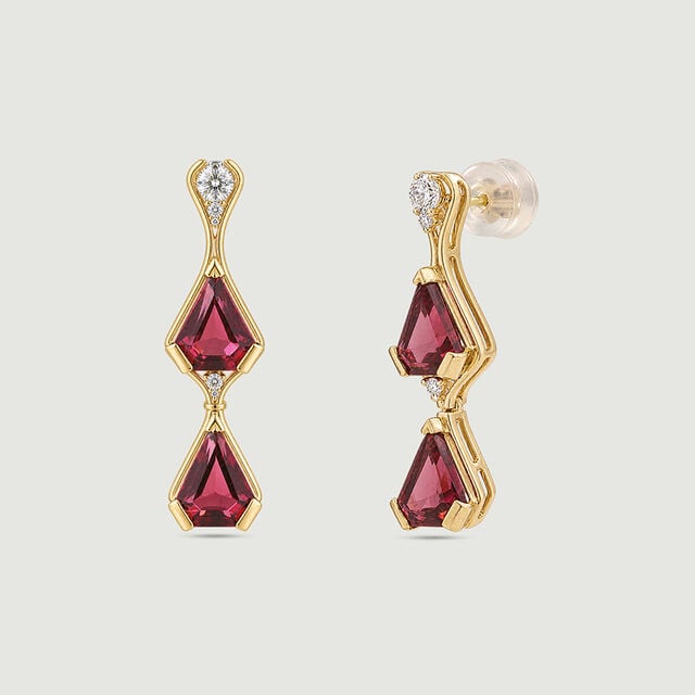 Vibrant Geometric Garnet Drop Earrings,,hi-res image number null