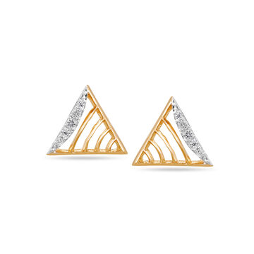 14 KT Yellow Gold Simple Triangle Diamond Stud Earrings