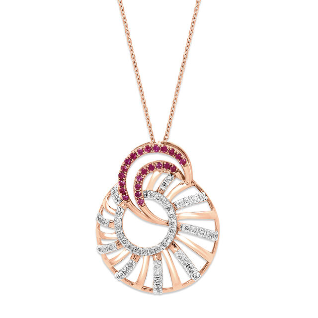14 KT Rose Gold Interlocking Pendant With Chain,,hi-res image number null