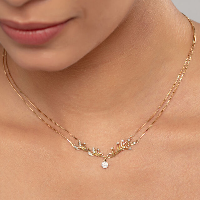Whispering Leaves Gold & Diamond Necklace,,hi-res image number null
