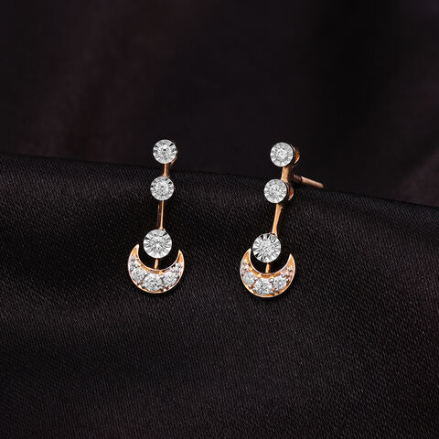 Mystic Moon 14 Kt Gold and Diamond Drop Earrings