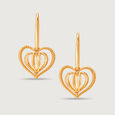 Dangling Hearts 14KT  Gold Hoop Earring for her,,hi-res view 3