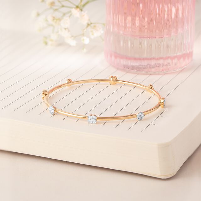 Timeless Shine Gold & Diamond Bangle,,hi-res image number null