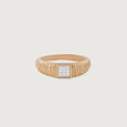 Ribbed Radiance Gold & Diamond Finger Ring for Men,,hi-res view 3