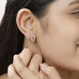 14 KT Rose Gold Simple Diamond Stud Earrings,,hi-res view 3