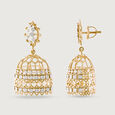 Majestic Lippan Gold & Diamond Jhumka,,hi-res view 3