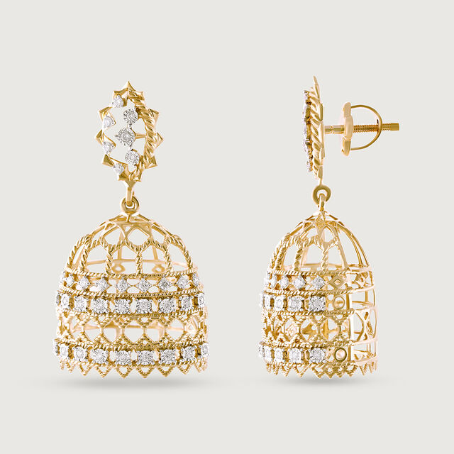 Majestic Lippan Gold & Diamond Jhumka,,hi-res image number null
