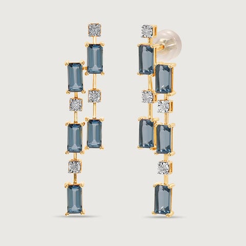 Dreamy London Blue Blaze & Diamond 14KT Drop Earrings