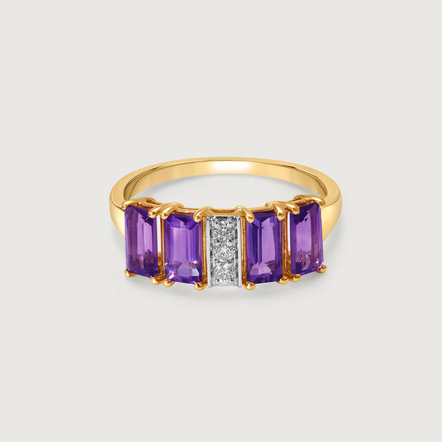 Mystic Dusk 14KT Diamond & Amethyst Finger Ring,,hi-res image number null