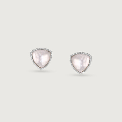 Luminous Facet Quartz Silver Stud Earrings
