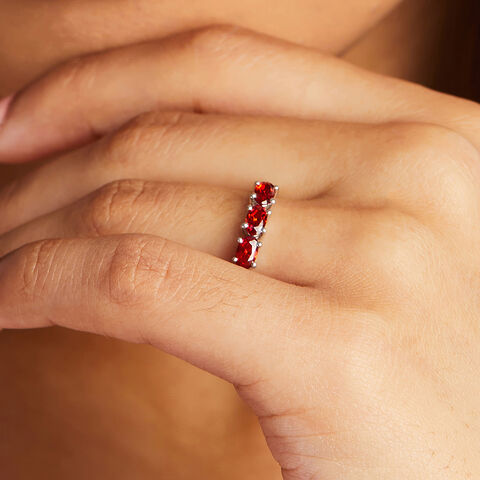 Fiery Gem Silver Ring