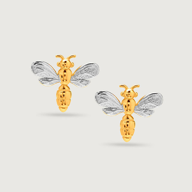 Buzzing Bee 18KT Gold Stud Earrings,,hi-res image number null