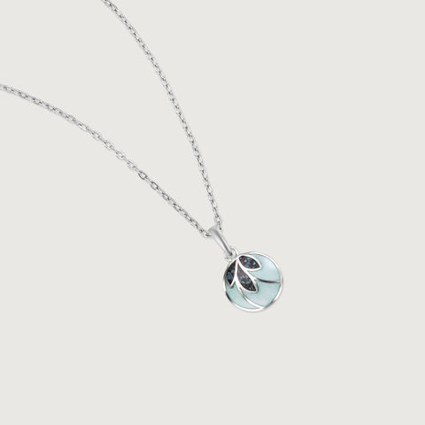 Artistic Botanical Turquoise Silver Pendant