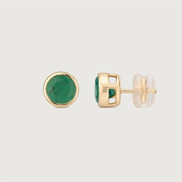 Refined Polished Emerald Gold Stud Earrings,,hi-res image number null