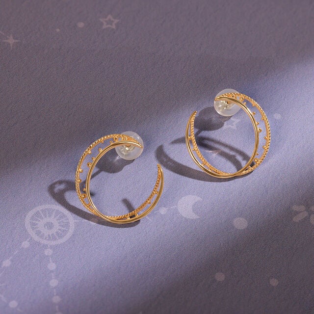 Universe Swirls 14Kt Hoop Earring,,hi-res image number null