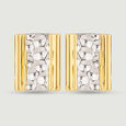 Textured Contrast Gold Stud Earrings,,hi-res view 3