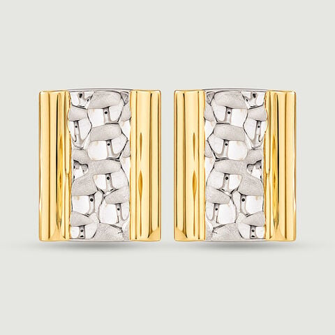 Textured Contrast Gold Stud Earrings