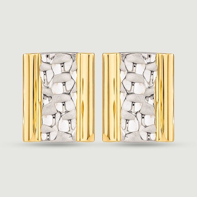 Textured Contrast Gold Stud Earrings,,hi-res image number null