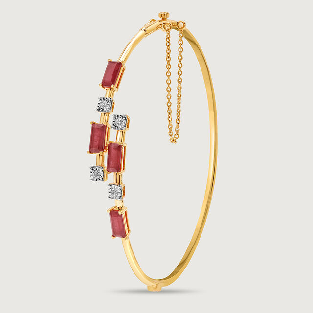 Sparkling Baguettes 14KT Ruby & Diamond Bangle,,hi-res image number null